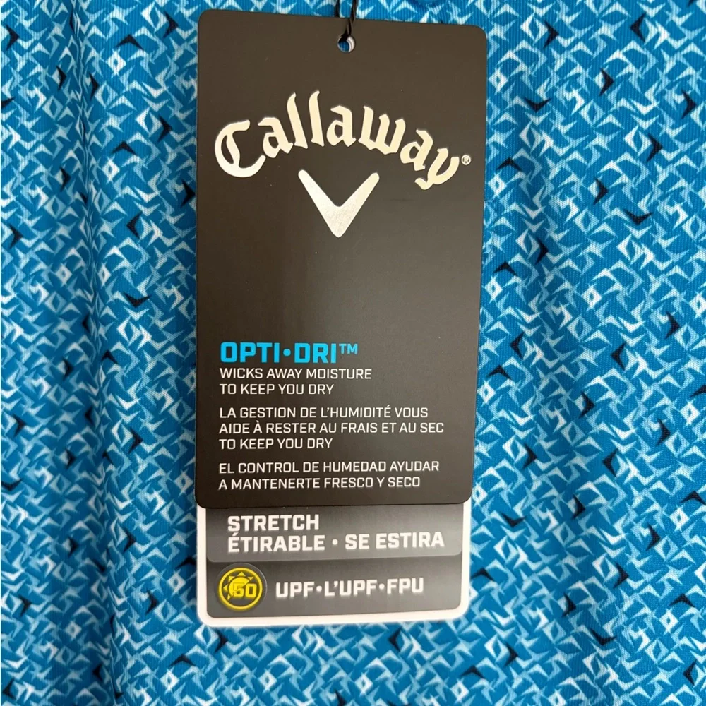 Callaway Men's Opti-Dri Patterned Blue Polo Shirt - Picture 3 of 4